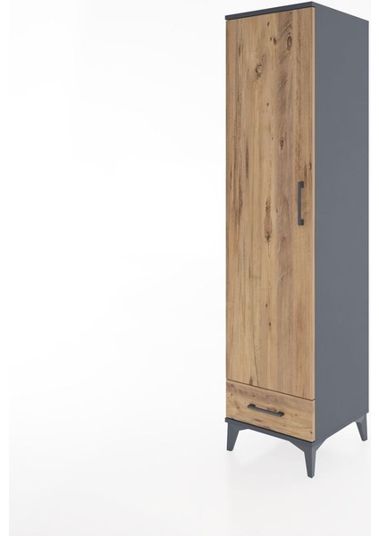 Hyperion Dolap 2 Raflı Tek Çekmeceli Tek Askılı 44X44X182 Antrasit-Çam modelleri