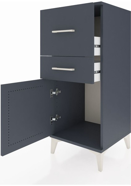 Hyperion Komodin 2 Çekmeceli Tek Kapaklı 44X44X106 Antrasit-Antrasit fırsatları