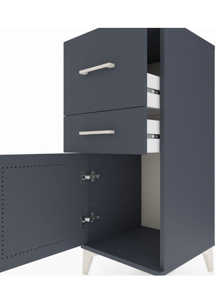 Hyperion Komodin 2 Çekmeceli Tek Kapaklı 44X44X106 Antrasit-Antrasit indirimleri