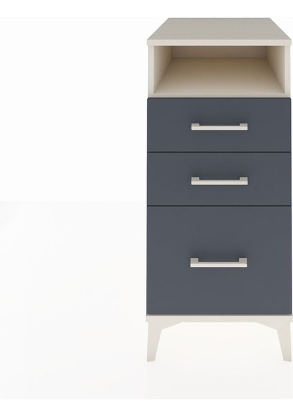 Kronos Komodin Tek Raflı 3 Çekmeceli 44X59X96 Aytaşı-Antrasit