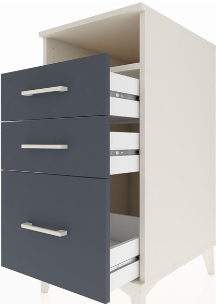 Kronos Komodin Tek Raflı 3 Çekmeceli 44X59X96 Aytaşı-Antrasit indirimleri