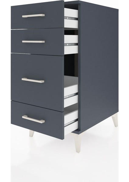 Kronos Komodin 4 Çekmeceli 44X59X96 Antrasit-Antrasit fırsatları