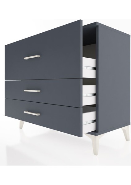 Hyperion Şifonyer 3 Çekmeceli 88X44X80 Antrasit-Antrasit indirimleri