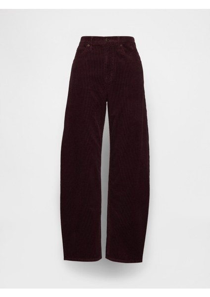 Kadın Bordo High Rise Kadife Barrel Pantolon fiyatları