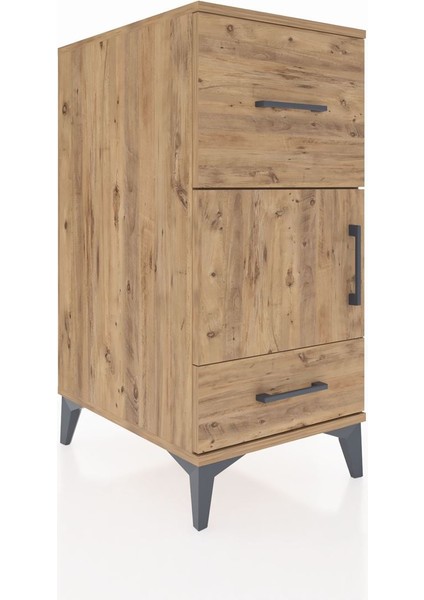 Kronos Komodin Tek Raflı 2 Çekmeceli Tek Kapaklı 44X59X96 Çam-Çam fiyatları