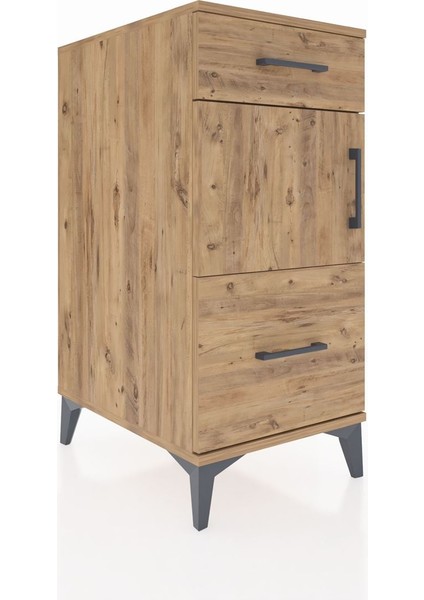 Kronos Komodin Tek Raflı 2 Çekmeceli Tek Kapaklı 44X59X96 Çam-Çam fiyatları