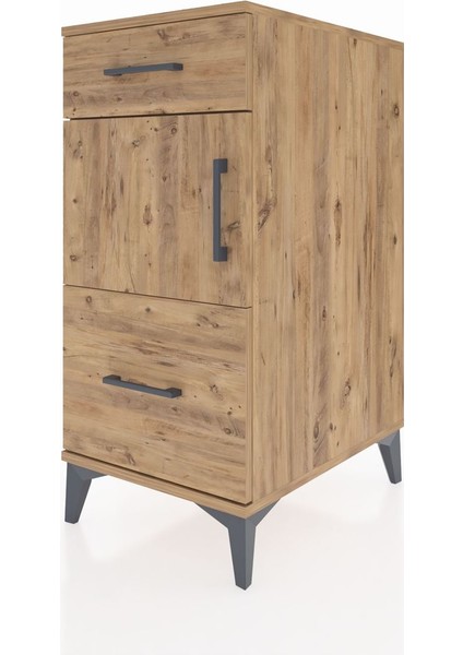 Kronos Komodin Tek Raflı 2 Çekmeceli Tek Kapaklı 44X59X96 Çam-Çam modelleri