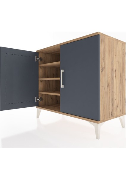 Hyperion Şifonyer 3 Raflı 2 Kapaklı 88X44X80 Çam-Antrasit indirimleri