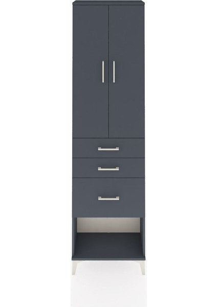 Arges Dolap 2 Raflı 3 Çekmeceli Tek Askılı 60X30X221 Antrasit-Antrasit