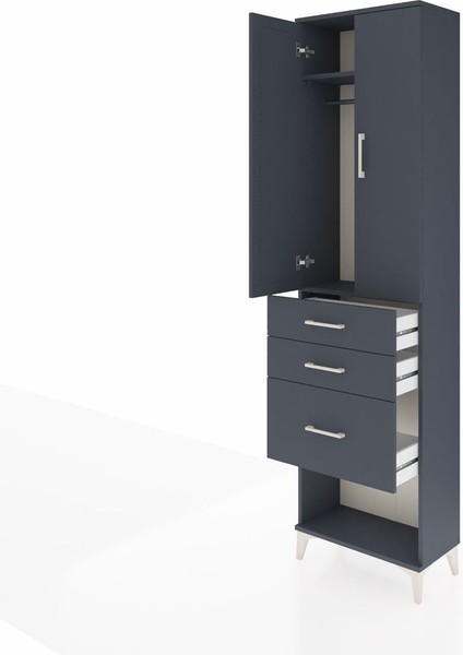 Arges Dolap 2 Raflı 3 Çekmeceli Tek Askılı 60X30X221 Antrasit-Antrasit fırsatları