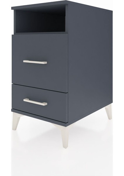 Kronos Komodin Tek Raflı 2 Çekmeceli 44X59X80 Antrasit-Antrasit modelleri