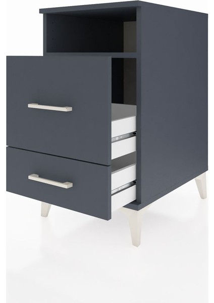 Kronos Komodin Tek Raflı 2 Çekmeceli 44X59X80 Antrasit-Antrasit fırsatları