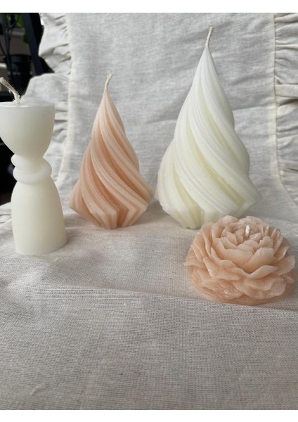 4lü Karışık Model Mum Seti Şakayık-Spiral-Düğüm Motifli
