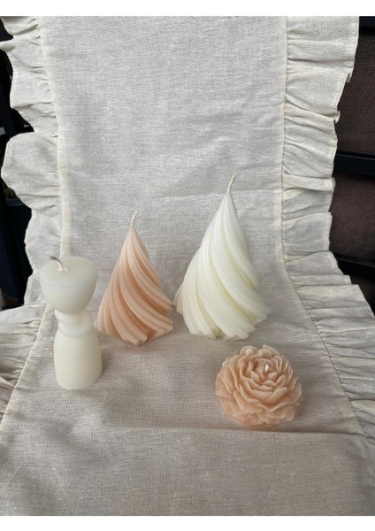 4lü Karışık Model Mum Seti Şakayık-Spiral-Düğüm Motifli fiyatları