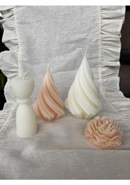 4lü Karışık Model Mum Seti Şakayık-Spiral-Düğüm Motifli fırsatları