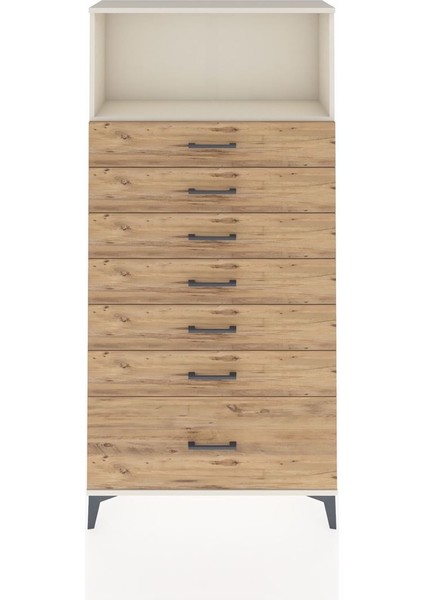 Arges Dolap Tek Raflı 7 Çekmeceli 88X30X182 Aytaşı-Çam