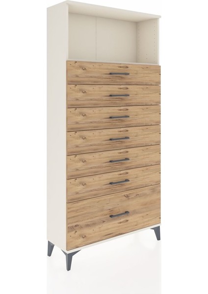 Arges Dolap Tek Raflı 7 Çekmeceli 88X30X182 Aytaşı-Çam fiyatları