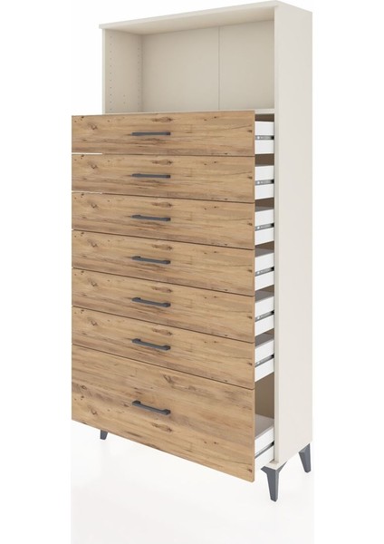 Arges Dolap Tek Raflı 7 Çekmeceli 88X30X182 Aytaşı-Çam fırsatları