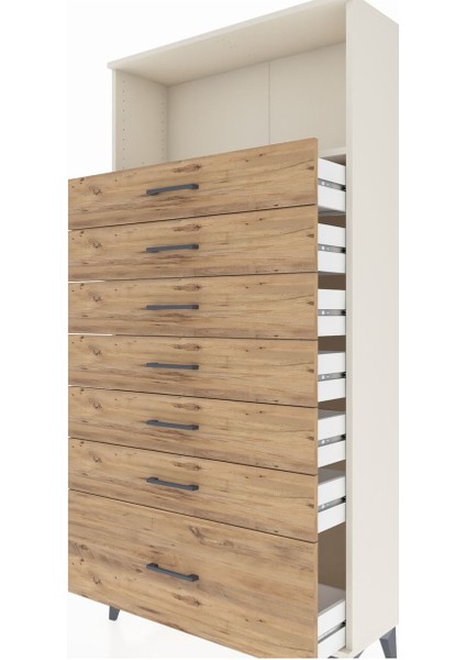 Arges Dolap Tek Raflı 7 Çekmeceli 88X30X182 Aytaşı-Çam indirimleri