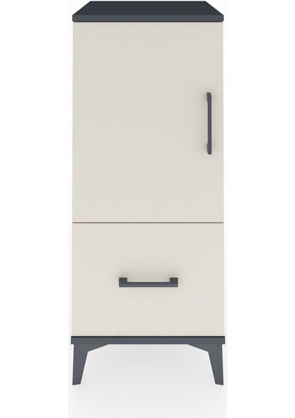 Hyperion Komodin 2 Raflı Tek Çekmeceli Tek Kapaklı 44X44X106 Antrasit-Aytaşı