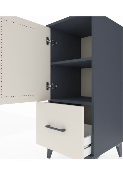 Hyperion Komodin 2 Raflı Tek Çekmeceli Tek Kapaklı 44X44X106 Antrasit-Aytaşı indirimleri