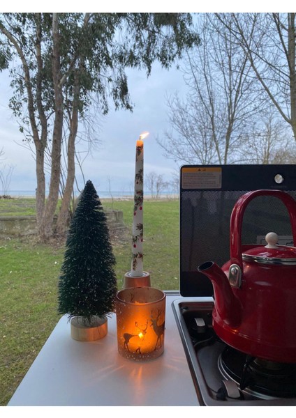 1 Adet Yeni Yıl - Noel - Yılbaşı Desenli El Çizimi Şamdan Mumu fiyatları