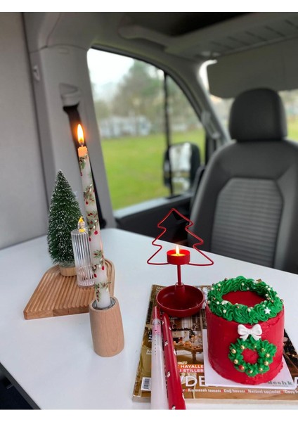 1 Adet Yeni Yıl - Noel - Yılbaşı Desenli El Çizimi Şamdan Mumu fırsatları