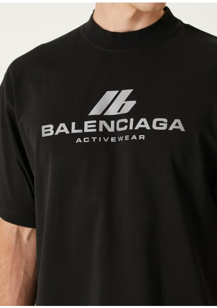 Siyah Gri Logo Baskılı T-Shirt indirimleri