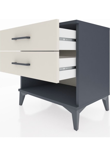 Hyperion Komodin 2 Çekmeceli 60X44X64 Antrasit-Aytaşı indirimleri