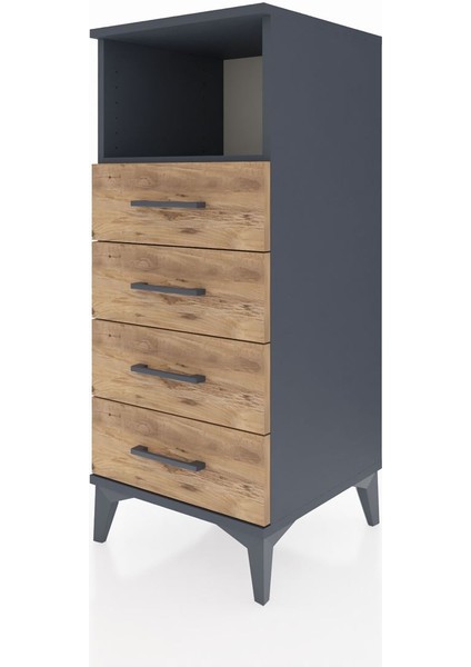 Hyperion Komodin Tek Raflı 4 Çekmeceli 44X44X106 Antrasit-Çam modelleri