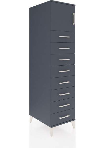 Kronos Dolap Tek Raflı 8 Çekmeceli Tek Kapaklı 44X59X182 Antrasit-Antrasit fiyatları