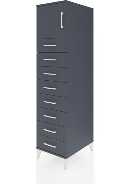 Kronos Dolap Tek Raflı 8 Çekmeceli Tek Kapaklı 44X59X182 Antrasit-Antrasit modelleri