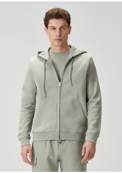 Su Yeşili Kapüşonlu Sweatshirt