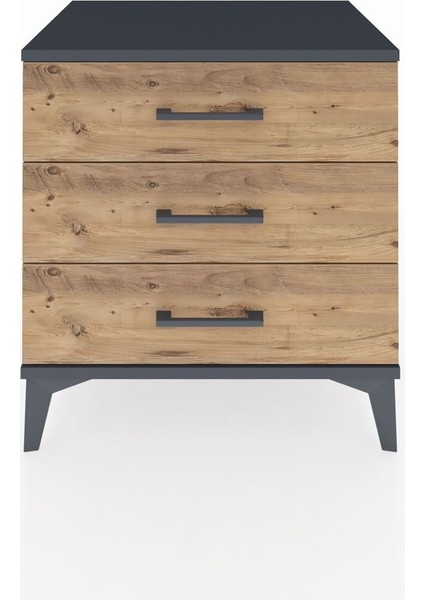 Hyperion Komodin 3 Çekmeceli 60X44X64 Antrasit-Çam