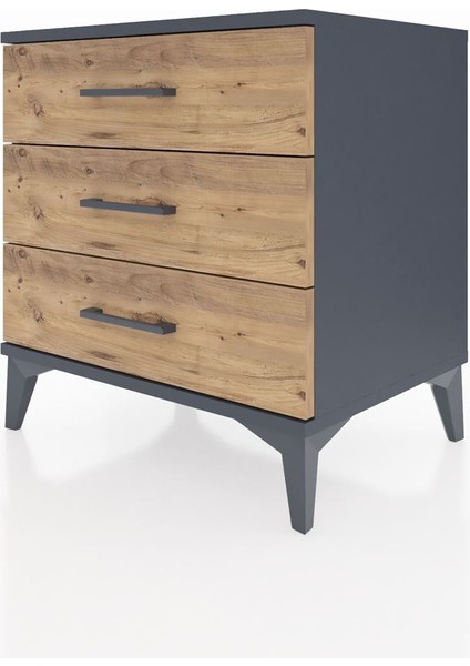 Hyperion Komodin 3 Çekmeceli 60X44X64 Antrasit-Çam modelleri