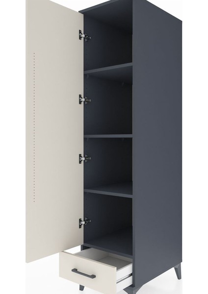 Kronos Dolap 4 Raflı Tek Çekmeceli Tek Kapaklı 44X59X182 Antrasit-Aytaşı indirimleri