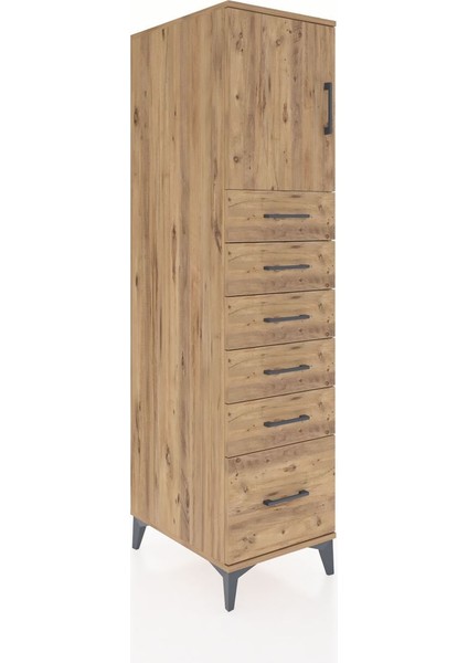 Kronos Dolap Tek Raflı 6 Çekmeceli Tek Kapaklı 44X59X182 Çam-Çam fiyatları