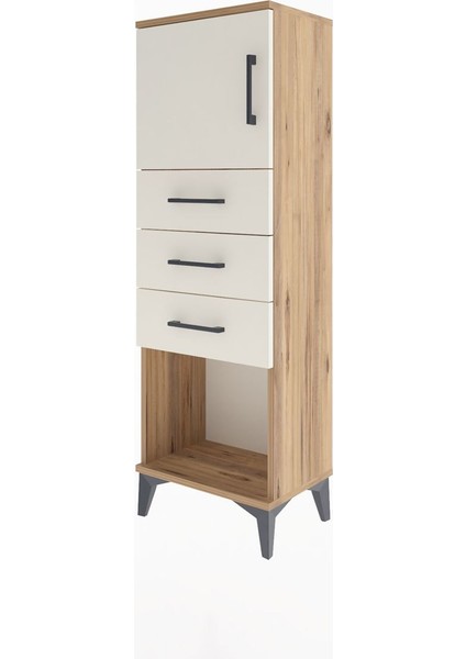 Arges Dolap Tek Raflı 3 Çekmeceli Tek Kapaklı 44X30X134 Çam-Aytaşı modelleri