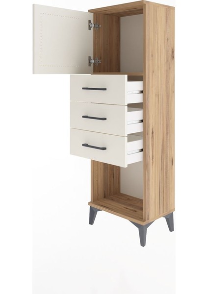 Arges Dolap Tek Raflı 3 Çekmeceli Tek Kapaklı 44X30X134 Çam-Aytaşı fırsatları