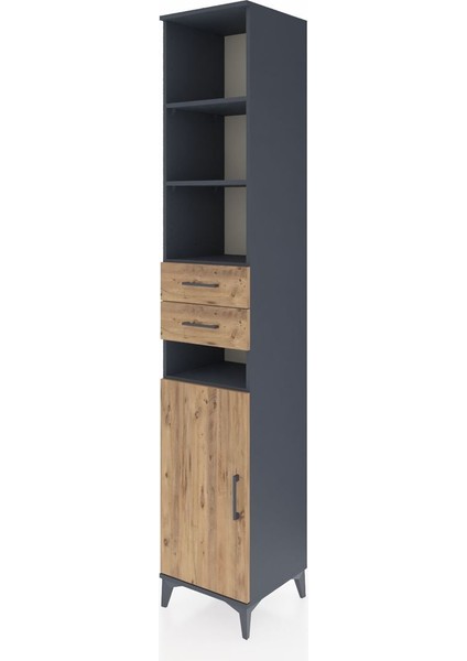 Hyperion Dolap 5 Raflı 2 Çekmeceli Tek Kapaklı 44X44X243 Antrasit-Çam modelleri