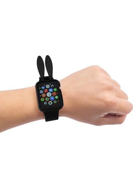 Ally Apple Watch 1-2-3-4 42MM Tavşan Figürü Silikon KILIF-(1903)