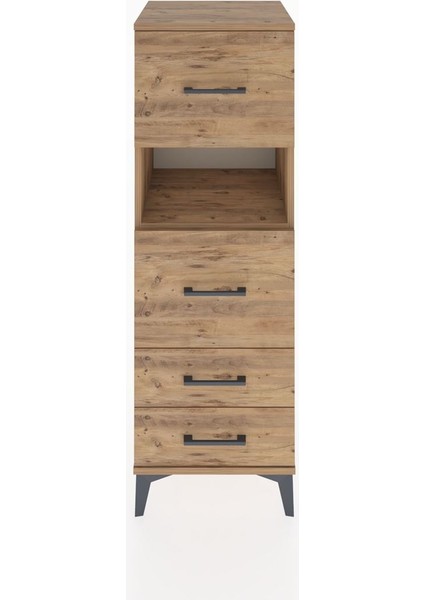 Hyperion Dolap Tek Raflı 4 Çekmeceli 44X44X134 Çam-Çam