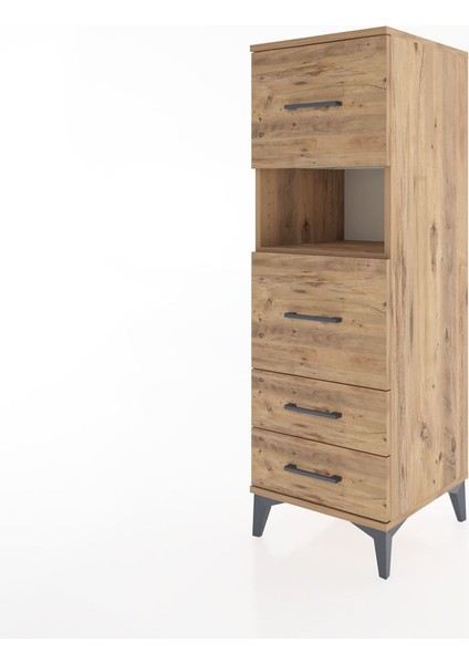 Hyperion Dolap Tek Raflı 4 Çekmeceli 44X44X134 Çam-Çam modelleri