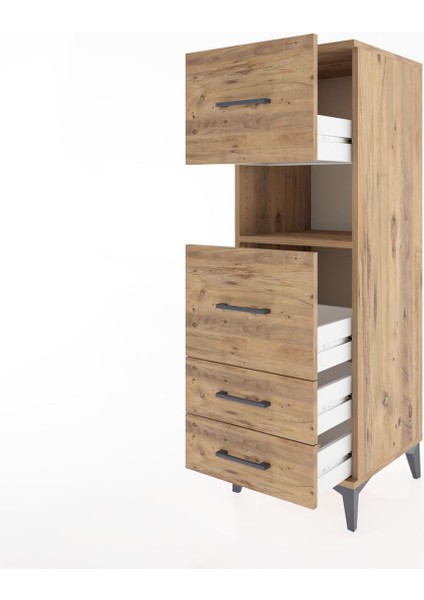 Hyperion Dolap Tek Raflı 4 Çekmeceli 44X44X134 Çam-Çam fırsatları