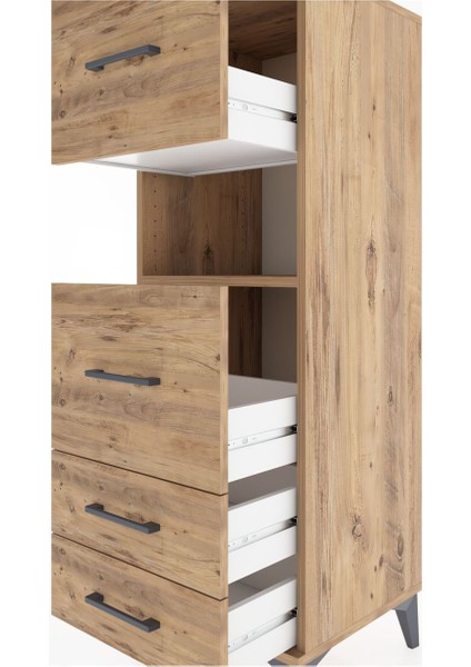 Hyperion Dolap Tek Raflı 4 Çekmeceli 44X44X134 Çam-Çam indirimleri