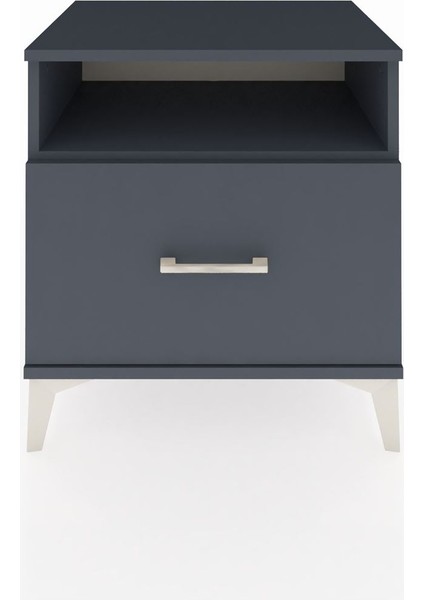 Hyperion Komodin Tek Raflı Tek Çekmeceli 60X44X64 Antrasit-Antrasit