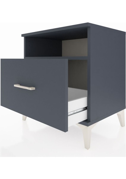 Hyperion Komodin Tek Raflı Tek Çekmeceli 60X44X64 Antrasit-Antrasit indirimleri