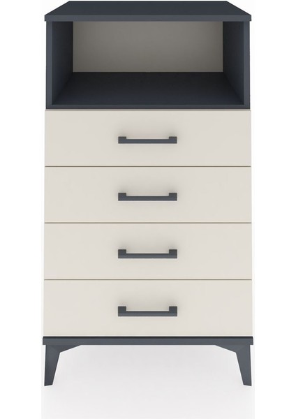 Hyperion Komodin Tek Raflı 4 Çekmeceli 60X44X106 Antrasit-Aytaşı