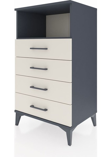 Hyperion Komodin Tek Raflı 4 Çekmeceli 60X44X106 Antrasit-Aytaşı modelleri