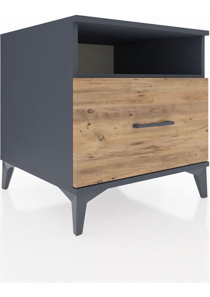 Kronos Komodin Tek Raflı Tek Çekmeceli 60X59X64 Antrasit-Çam modelleri